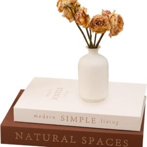 Linen Hardcover Decorative Books for Home Decor - Coffee Table Book Decor Large Fake Faux Books for Decoration Storage Box Bookshelf Decors (Brown Beige, Set of 2)