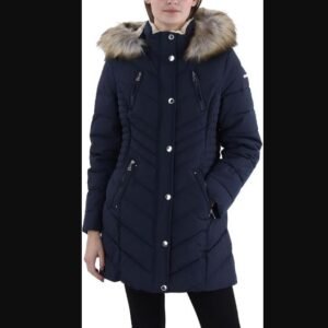 Laundry by Shelli Segal Women's Stretch Quilted Puffer Coat – Heavyweight Winter Jacket Faux Fur Hood