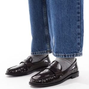 Schuh Lendall penny loafers in burgundy-Red