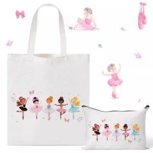 Narwey Ballerina Girls Canvas Bags - 2Pcs Cute Ballet Dancer Canvas Bag