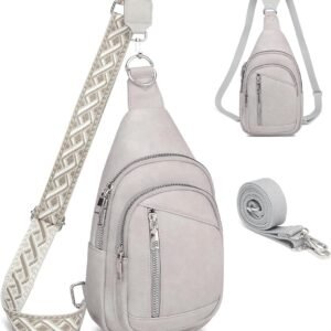 Sling Bag for Women Crossbody Men Casual Backpack Purse 2 in 1 Multipurpose Leather Cross Body Sling Purse Small Fanny Pack Anti Theft Shoulder Chest Bag with Detachable Guitar Strap & Back Strap