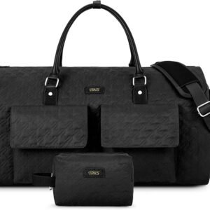 Garment Bag for Travel With Toiletry Bag Convertible Carry On Weekender Bag Large Travel Duffel Bags for Women 2 in 1 Hanging Suitcase Suit Travel Bags for Women & Men 3pcs Set (G-Black)