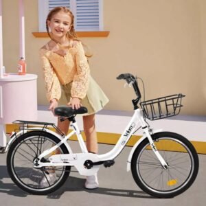 AENKYO 20-Inch Kids Bike for Boys & Girls Ages 6-12, Front Basket & Rear Rack Easy Assembly - Pink Children's Bicycle