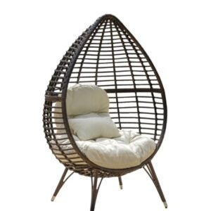 Cutter Teardrop Wicker Patio Lounge Chair with Cushion - Brown - Christopher Knight Home
